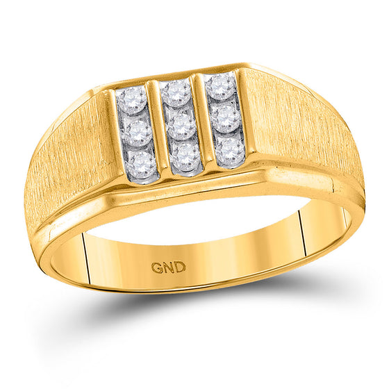 10k Yellow Gold Mens Round Diamond Cluster Ring 1/4 Cttw