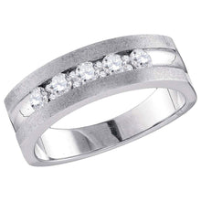 10k White Gold Mens Round Diamond Single Row 5-Stone Wedding Band Ring 1/2 Cttw