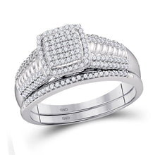  10k White Gold Round Diamond Bridal Wedding Ring Band Set 3/8 Cttw