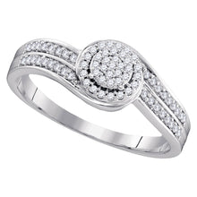  10k White Gold Womens Round Diamond Swirl Cluster Ring 1/5 Cttw