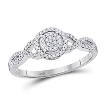  10k White Gold Round Diamond Cluster Bridal Wedding Engagement Ring 1/5 Cttw