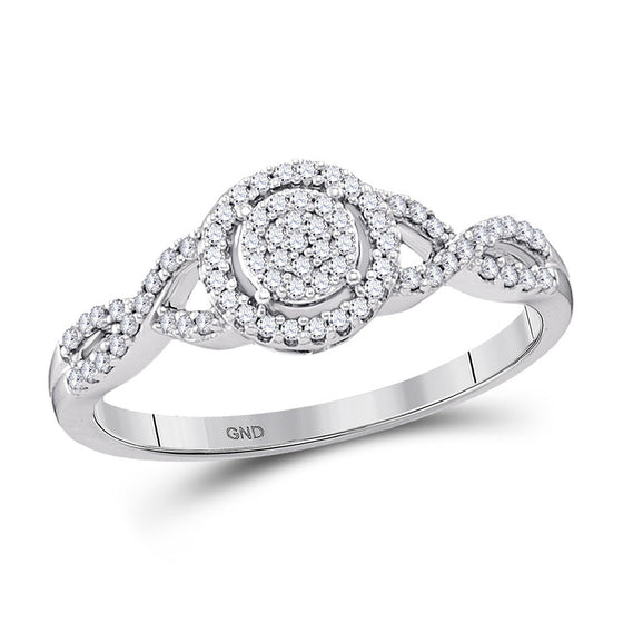 10k White Gold Round Diamond Cluster Bridal Wedding Engagement Ring 1/5 Cttw