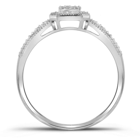 10k White Gold Womens Round Diamond Square Cluster Ring 1/6 Cttw
