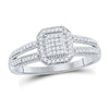 10k White Gold Womens Round Diamond Square Cluster Ring 1/6 Cttw