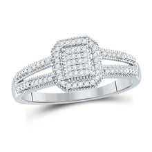  10k White Gold Womens Round Diamond Square Cluster Ring 1/6 Cttw