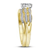 10k Yellow Gold Round Diamond Cluster Bridal Wedding Ring Band Set 1/4 Cttw