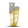 10k Yellow Gold Round Diamond Cluster Bridal Wedding Ring Band Set 3/8 Cttw
