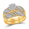 10k Yellow Gold Round Diamond Cluster Bridal Wedding Ring Band Set 3/8 Cttw