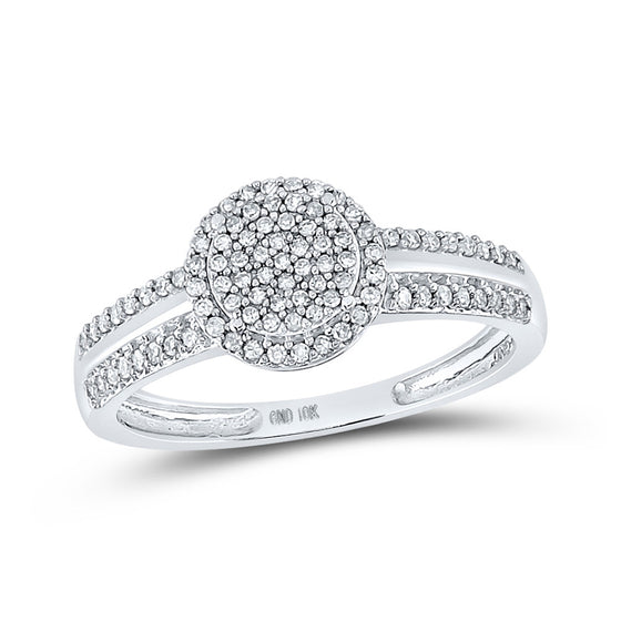 10k White Gold Round Diamond Circle Cluster Bridal Wedding Engagement Ring 1/4 Cttw