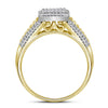10k Yellow Gold Round Diamond Cluster Bridal Wedding Ring Band Set 3/8 Cttw