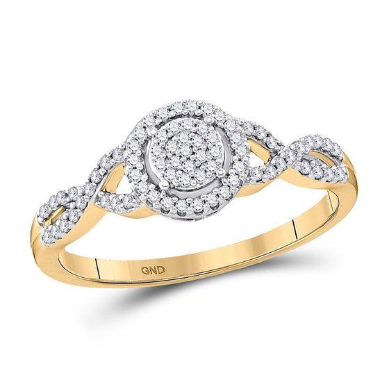 10k Yellow Gold Round Diamond Cluster Bridal Wedding Engagement Ring 1/5 Cttw