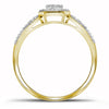 10k Yellow Gold Womens Round Diamond Square Cluster Ring 1/6 Cttw