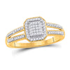 10k Yellow Gold Womens Round Diamond Square Cluster Ring 1/6 Cttw