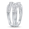 14k White Gold Womens Round Diamond Wrap Ring Guard Enhancer 5/8 Cttw