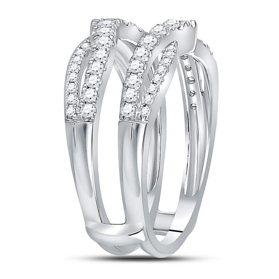 14k White Gold Womens Round Diamond Wrap Ring Guard Enhancer 5/8 Cttw