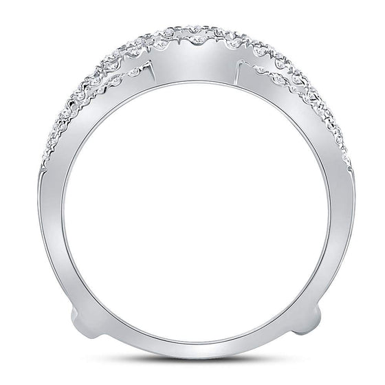 14k White Gold Womens Round Diamond Wrap Ring Guard Enhancer 5/8 Cttw