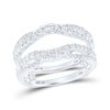 14k White Gold Womens Round Diamond Wrap Ring Guard Enhancer 5/8 Cttw