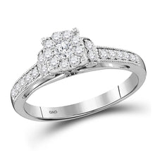  10k White Gold Round Diamond Cluster Bridal Wedding Engagement Ring 1/2 Cttw