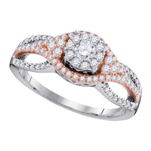 10k Two-tone Gold Round Diamond Cluster Bridal Wedding Engagement Ring 1/2 Cttw