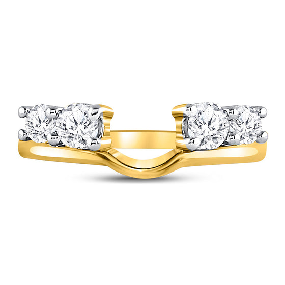 14k Yellow Gold Womens Round Diamond Solitaire Enhancer Wedding Band 3/4 Cttw