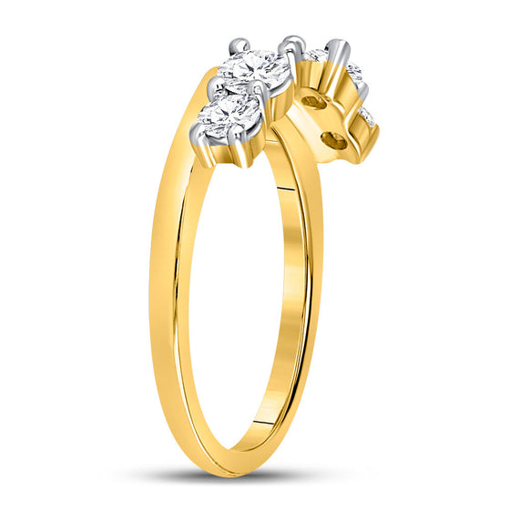14k Yellow Gold Womens Round Diamond Solitaire Enhancer Wedding Band 3/4 Cttw