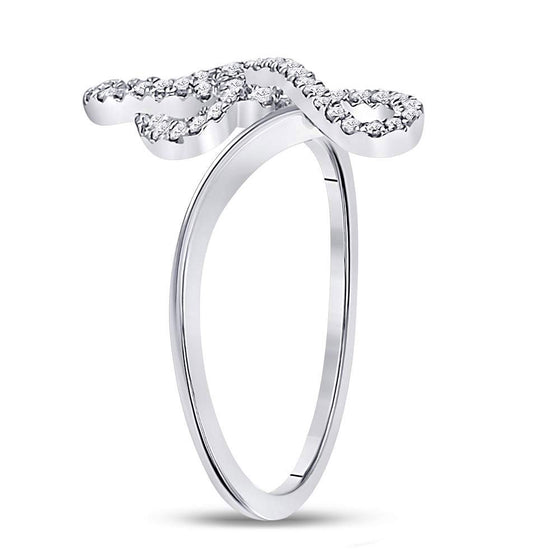 10k White Gold Womens Round Diamond Treble Clef Music Note Ring 1/6 Cttw