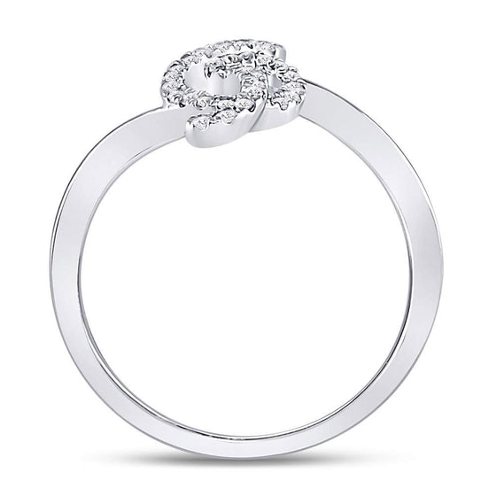 10k White Gold Womens Round Diamond Treble Clef Music Note Ring 1/6 Cttw