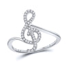 10k White Gold Womens Round Diamond Treble Clef Music Note Ring 1/6 Cttw