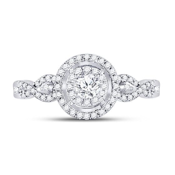 10k White Gold Round Diamond Solitaire Bridal Wedding Engagement Ring 3/8 Cttw