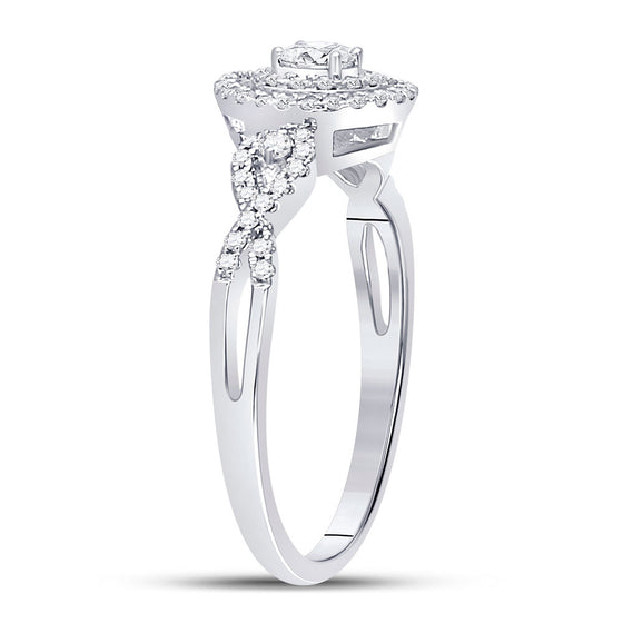 10k White Gold Round Diamond Solitaire Bridal Wedding Engagement Ring 3/8 Cttw