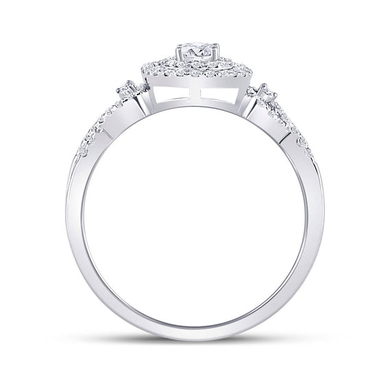 10k White Gold Round Diamond Solitaire Bridal Wedding Engagement Ring 3/8 Cttw