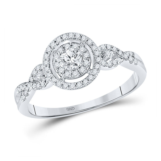 10k White Gold Round Diamond Solitaire Bridal Wedding Engagement Ring 3/8 Cttw