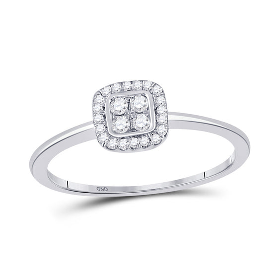 10k Yellow Gold Womens Round Diamond Square Frame Cluster Ring 1/8 Cttw