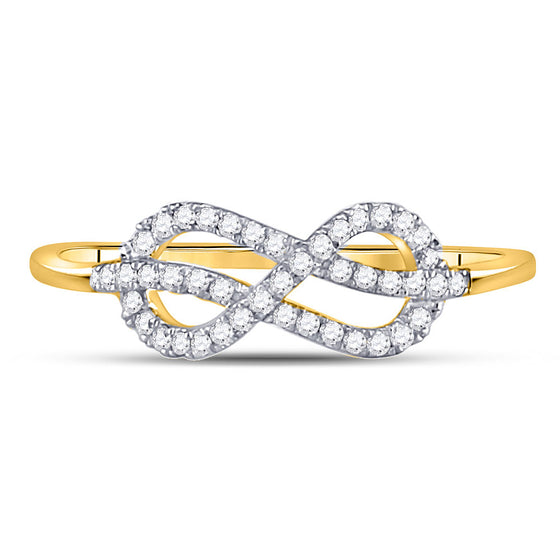 10k Yellow Gold Womens Round Diamond Infinity Fashion Ring 1/6 Cttw