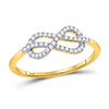 10k Yellow Gold Womens Round Diamond Infinity Fashion Ring 1/6 Cttw