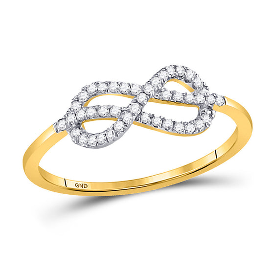 10k Yellow Gold Womens Round Diamond Infinity Fashion Ring 1/6 Cttw