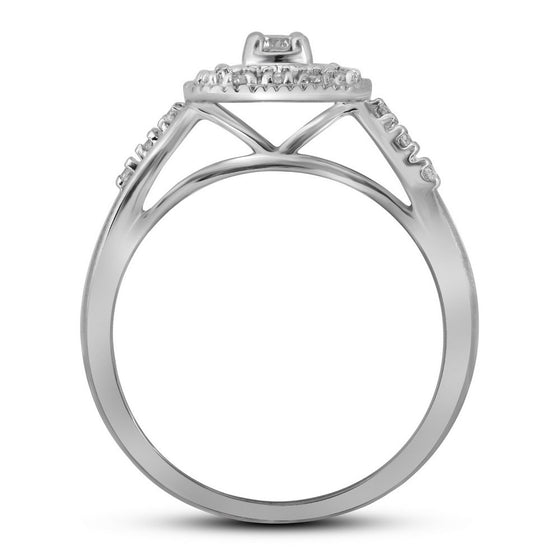 10k White Gold Round Diamond Bridal Wedding Ring Band Set 1/3 Cttw