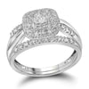 10k White Gold Round Diamond Bridal Wedding Ring Band Set 1/3 Cttw