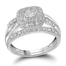  10k White Gold Round Diamond Bridal Wedding Ring Band Set 1/3 Cttw