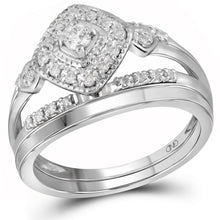  10k White Gold Round Diamond Bridal Wedding Ring Band Set 1/3 Cttw