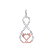  10k Two-tone Gold Womens Round Diamond Heart Infinity Pendant 1/8 Cttw