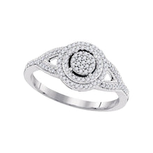  10k White Gold Round Diamond Circle Cluster Bridal Wedding Engagement Ring 1/4 Cttw