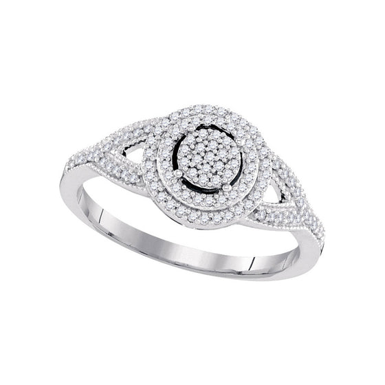 10k White Gold Round Diamond Circle Cluster Bridal Wedding Engagement Ring 1/4 Cttw