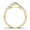 10k Yellow Gold Round Diamond Square Cluster Bridal Wedding Engagement Ring 1/6 Cttw