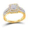 10k Yellow Gold Round Diamond Square Cluster Bridal Wedding Engagement Ring 1/6 Cttw