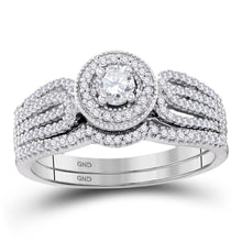  10k White Gold Round Diamond Bridal Wedding Ring Band Set 1/2 Cttw