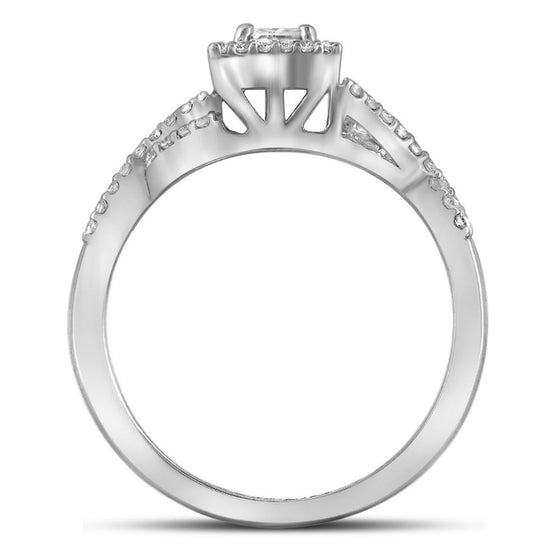 14k White Gold Princess Diamond Bridal Wedding Ring Band Set 1/3 Cttw