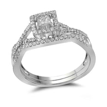  14k White Gold Princess Diamond Bridal Wedding Ring Band Set 1/3 Cttw