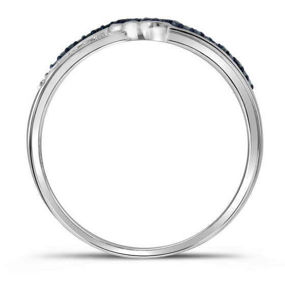 10k White Gold Womens Round Blue Color Enhanced Diamond Fashion Ring 1/5 Cttw