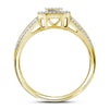 10k Yellow Gold Round Diamond Square Cluster Bridal Wedding Engagement Ring 1/10 Cttw